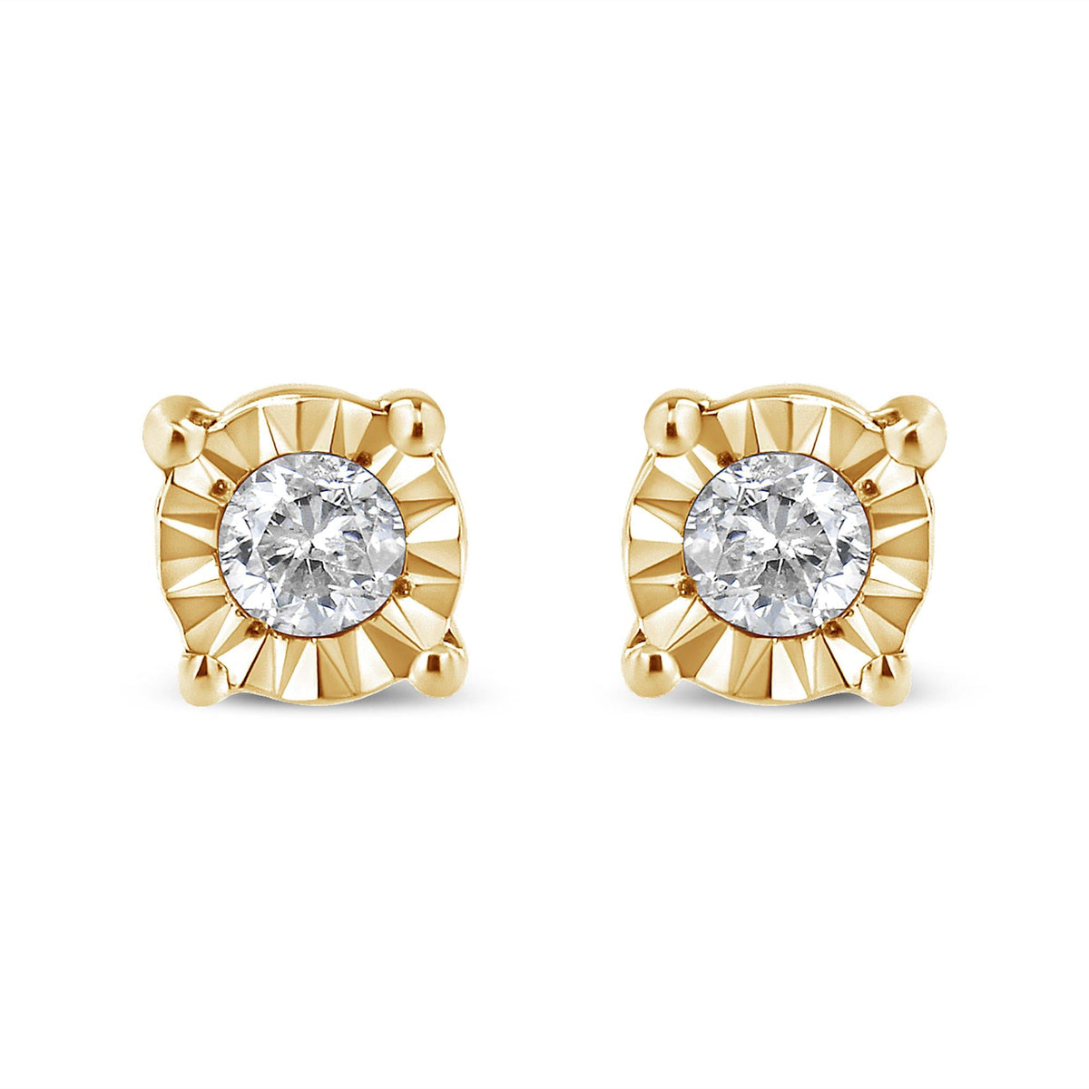 .925 Sterling Silver 1/10 Cttw Round Brilliant-Cut Diamond Miracle-Set Stud Earrings