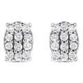 .925 Sterling Silver 1/4 Cttw Round Diamond Oval Shaped Cluster Stud Earrings (I-J Color, I2-I3 Clarity)
