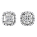 .925 Sterling Silver 1/4 Cttw Prong Set Round-Cut Diamond Cluster in Square Frame Stud Earring (I-J Color, I2-I3 Clarity)