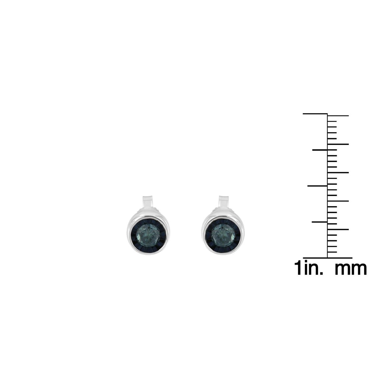 .925 Sterling Silver 0.40 Cttw Round Brilliant-Cut Blue Diamond Miracle-Set Stud Earrings (Fancy Color-Enhanced, I2-I3 Clarity)