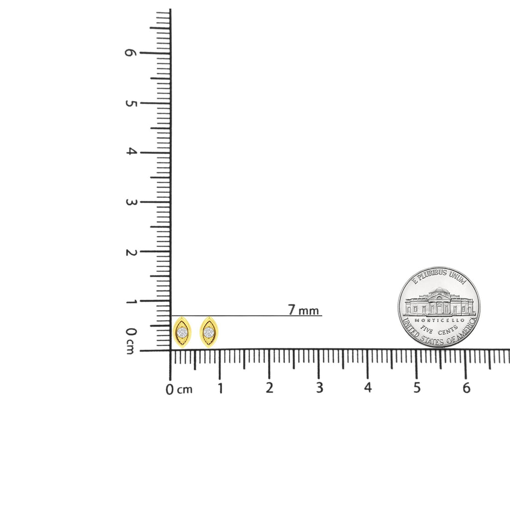 10K Yellow Gold Plated .925 Sterling Silver 1/10 Cttw Miracle-Set Diamond Stud Earrings - Choice of Shapes