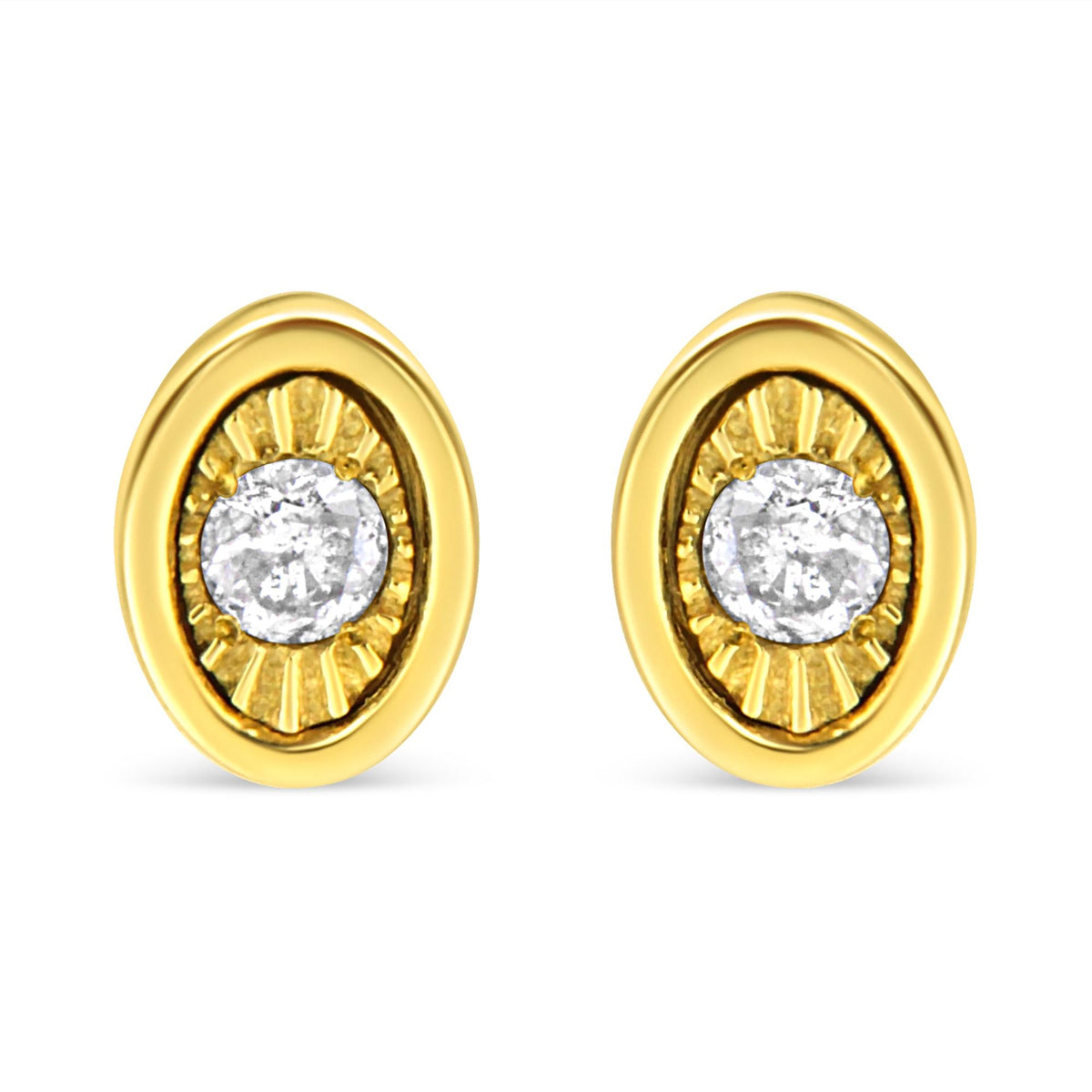10K Yellow Gold Plated .925 Sterling Silver 1/10 Cttw Miracle-Set Diamond Stud Earrings - Choice of Shapes
