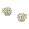 2 Micron 10KT Yellow Gold Plated Sterling Silver Diamond Square Stud Earrings (1 cttw, J-K Color, I2-I3 Clarity)