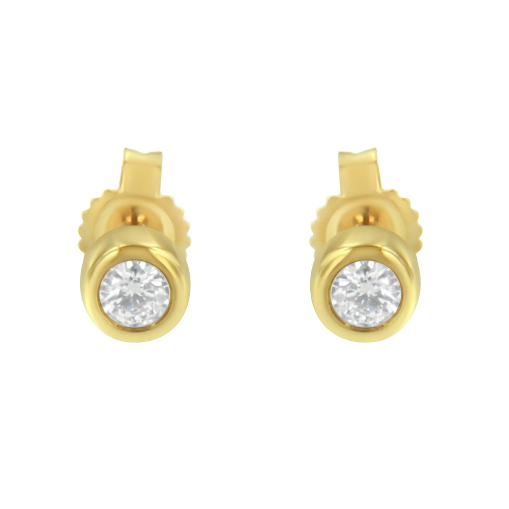 10K Gold 0.15 Cttw Round Brilliant-Cut Near Colorless Diamond Bezel-Set Stud Earrings (H-I Color, I1-I2 Clarity)