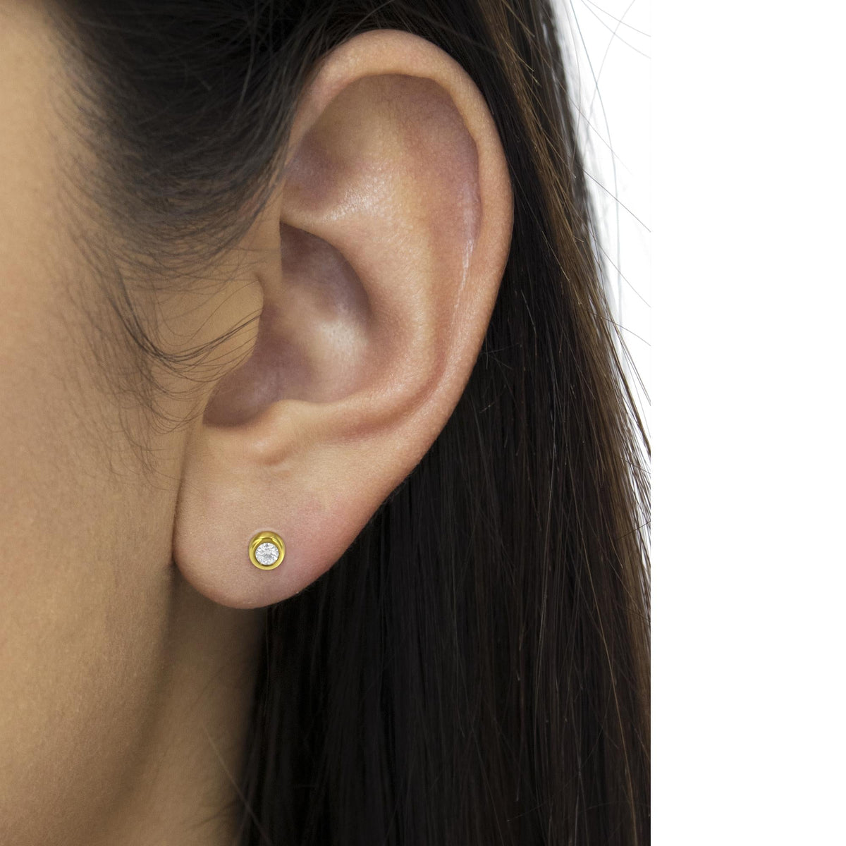 10K Gold 0.15 Cttw Round Brilliant-Cut Near Colorless Diamond Bezel-Set Stud Earrings (H-I Color, I1-I2 Clarity)