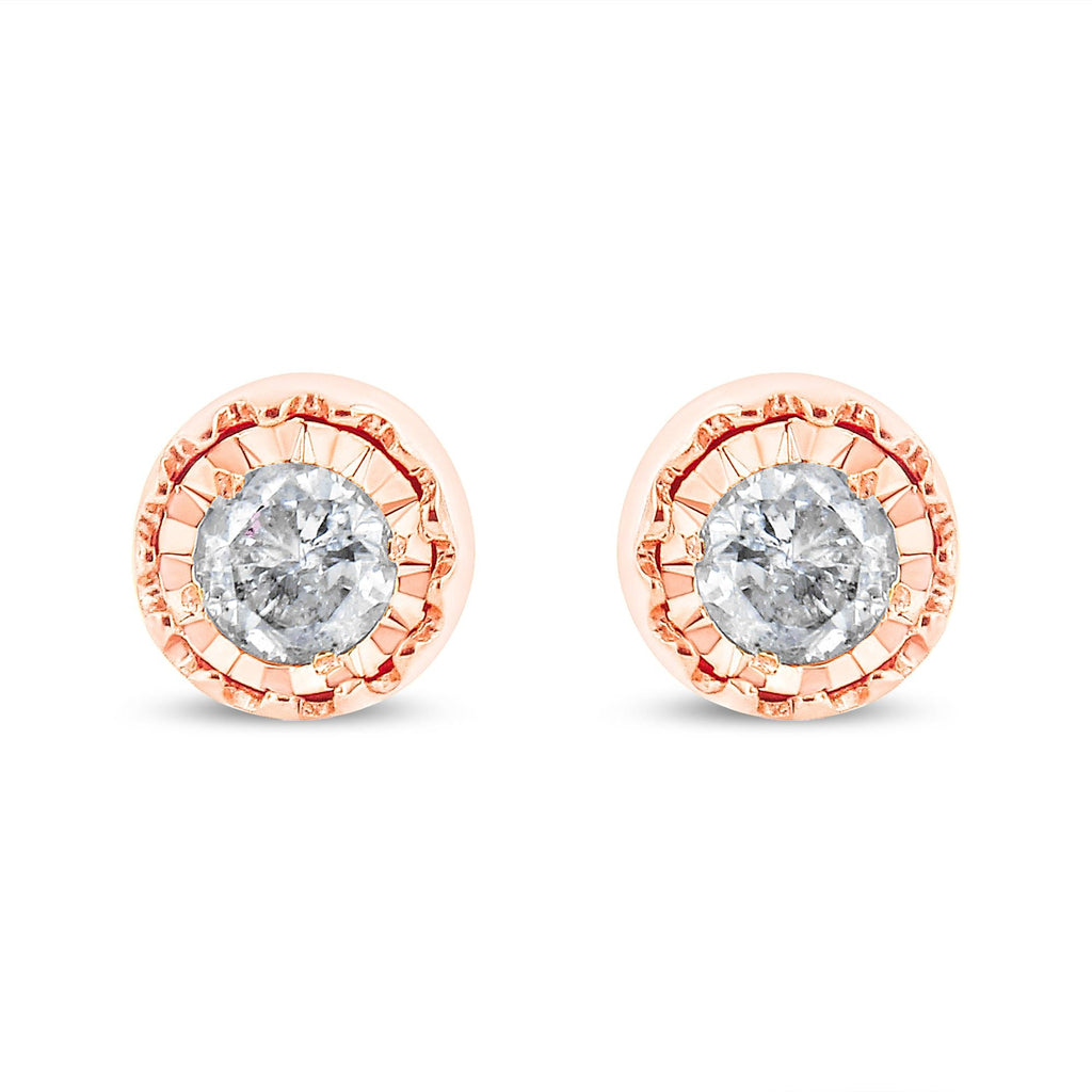 .925 Sterling Silver 3/8 Cttw Solitaire Diamond Miracle Set Stud Earrings (J-K Color, I3 Clarity)