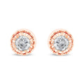 .925 Sterling Silver 3/8 Cttw Solitaire Diamond Miracle Set Stud Earrings (J-K Color, I3 Clarity)
