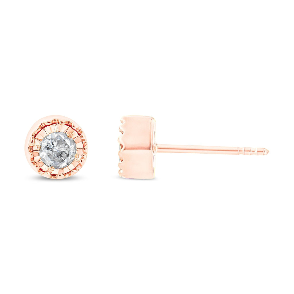 .925 Sterling Silver 3/8 Cttw Solitaire Diamond Miracle Set Stud Earrings (J-K Color, I3 Clarity)