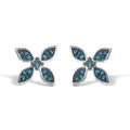 .925 Sterling Silver 1/3 Cttw Blue Diamond Floral Earrings