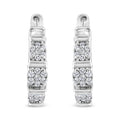 .925 Sterling Silver 1/2 cttw Round-Cut Diamond Floral Cluster Hoop Earring (I-J Color, I2-I3 Clarity)