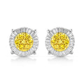 .925 Sterling Silver 1/4 Cttw Treated Diamond Cluster Flower Earrings