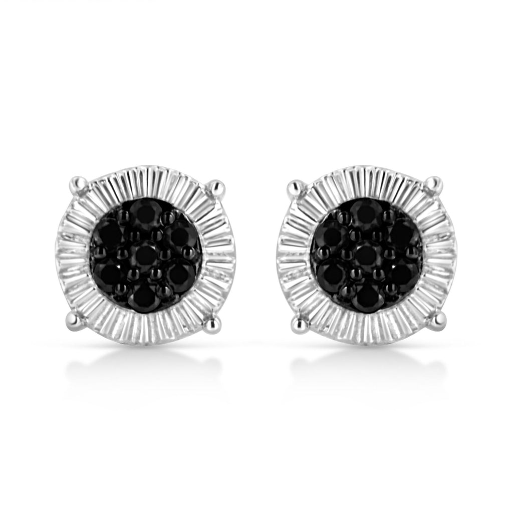 .925 Sterling Silver 1/4 Cttw Treated Diamond Cluster Flower Earrings