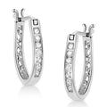 .925 Sterling Silver 1/4 Cttw Diamond Leverback 3/4" Inch Hoop Earrings (I-J Color, I2-I3 Clarity)