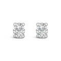 14K White Gold 1/4 Ctw Oval Lab-Grown Diamond Solitaire Stud Earrings