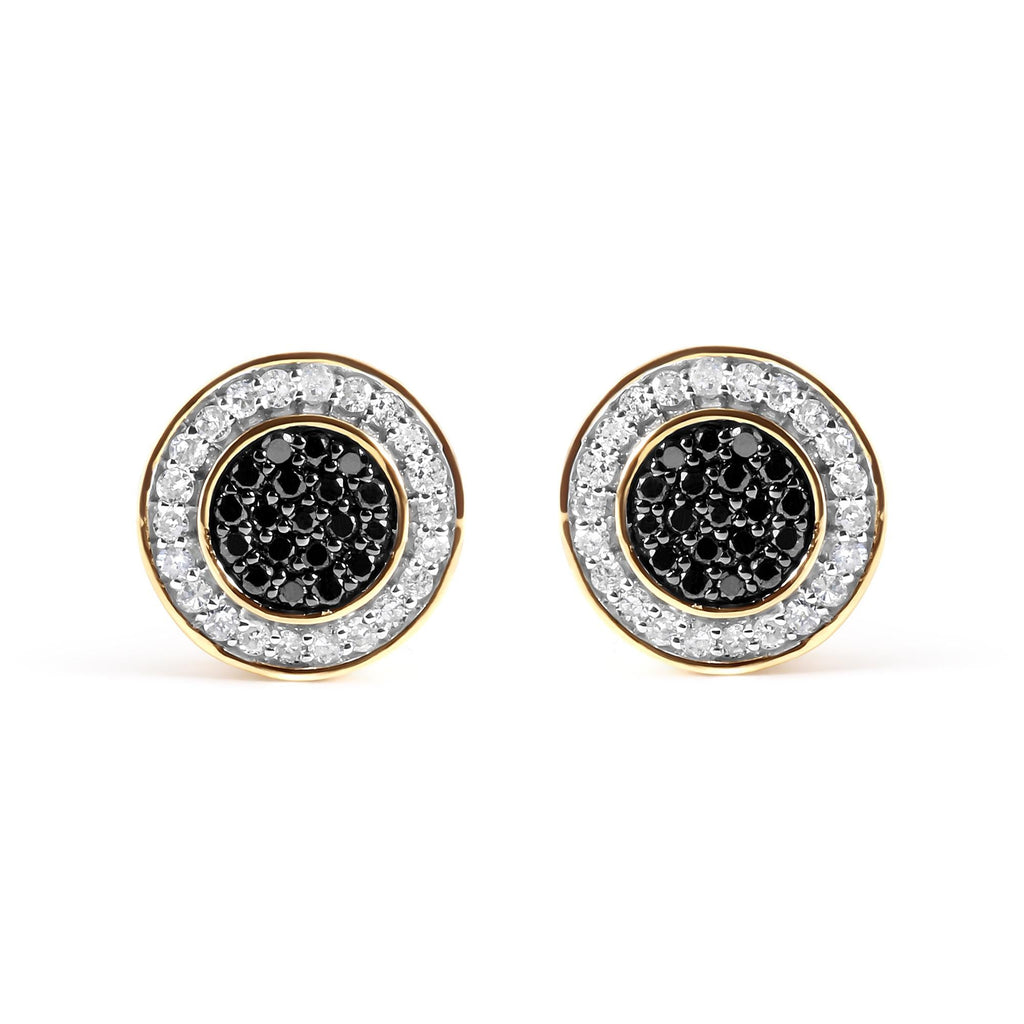 14K Yellow Gold Plated .925 Sterling Silver 1/3 Cttw White and Black Treated Diamond Earring (Black / I-J Color, I2-I3 Clarity)