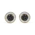 14K Yellow Gold Plated .925 Sterling Silver 1/3 Cttw White and Black Treated Diamond Earring (Black / I-J Color, I2-I3 Clarity)