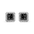 Men's 925 Sterling Silver 5/8 Cttw White and Black Diamond Composite wit Halo Stud Earring (Treated Black/I-J Color, I2-I3 Clarity)