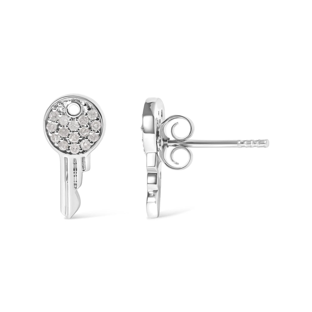 925 Sterling Silver 1/6ct TDW Diamond Charm Earrings