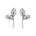 925 Sterling Silver 1/16ct TDW Diamond Leaf Earrings