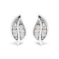 .925 Sterling Silver Diamond Accent Leaf Stud Earrings