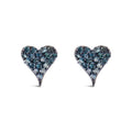 925 Sterling Silver 1/10 Cttw Blue Diamond Heart Shaped Stud Earrings (Blue Color, I3 Clarity)