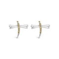.925 Sterling Silver Yellow Diamond Accent Dragonfly Stud Earrings (Yellow Color, I2-I3 Clarity)