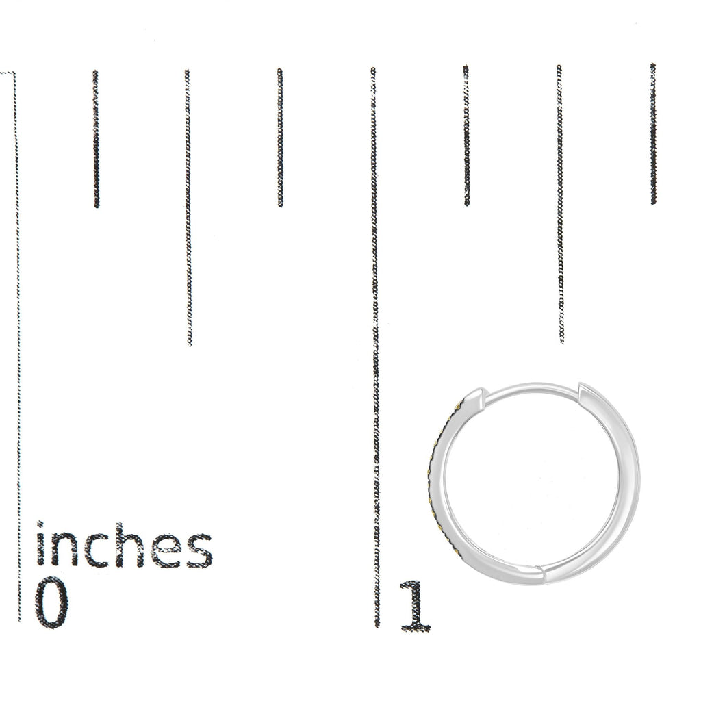 925 Sterling Silver 1/10 Cttw Yellow Diamond Hoop Snap Post Hoop Earrings (Yellow Color, I3 Clarity)