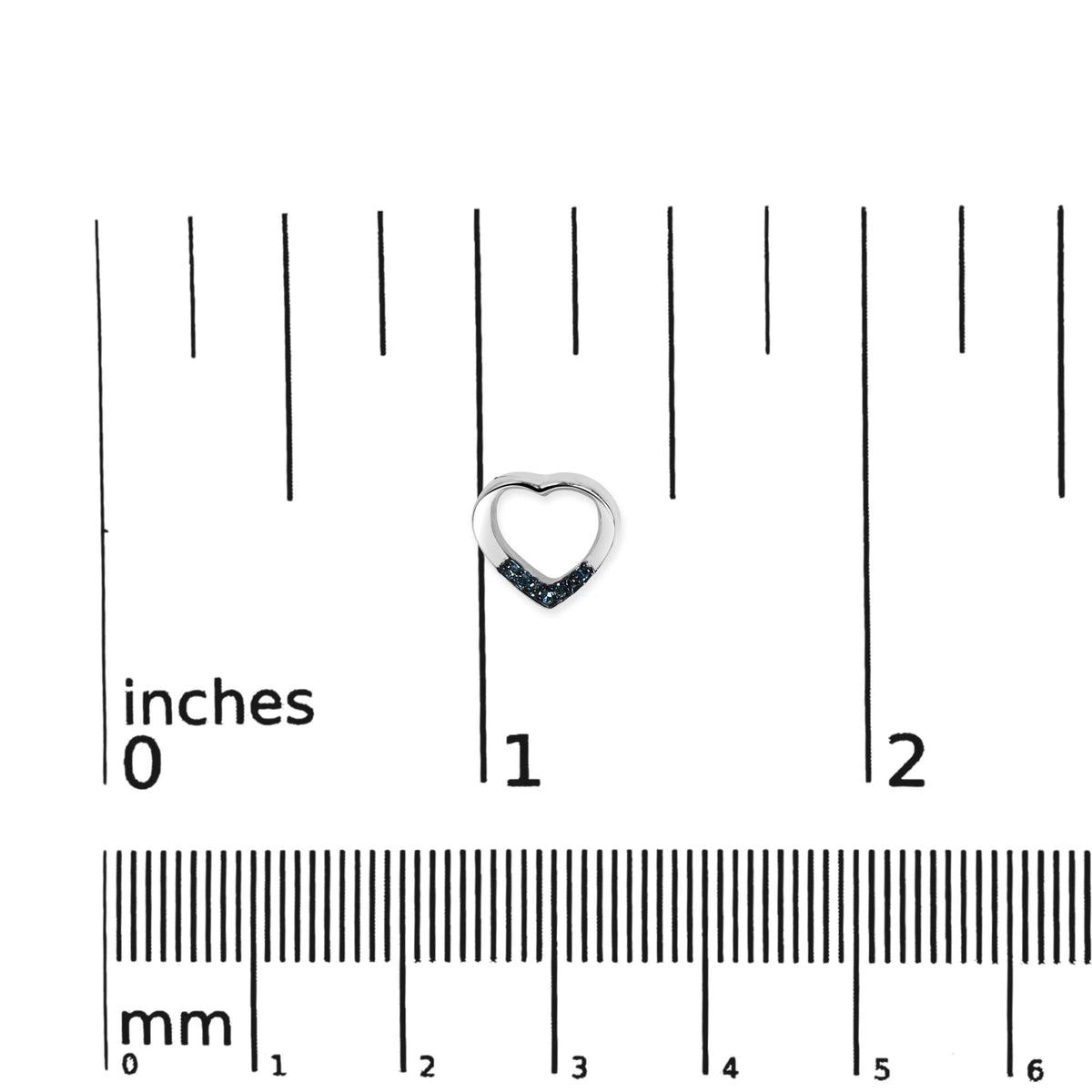 .925 Sterling Silver Blue Diamond Accent Open Heart Stud Earrings (Blue Color, SI1-SI2 Clarity)