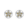 .925 Sterling Silver Yellow Diamond Accent Star and Wheel Milgrain Style Stud Earrings (Yellow Color, I2-I3 Clarity)