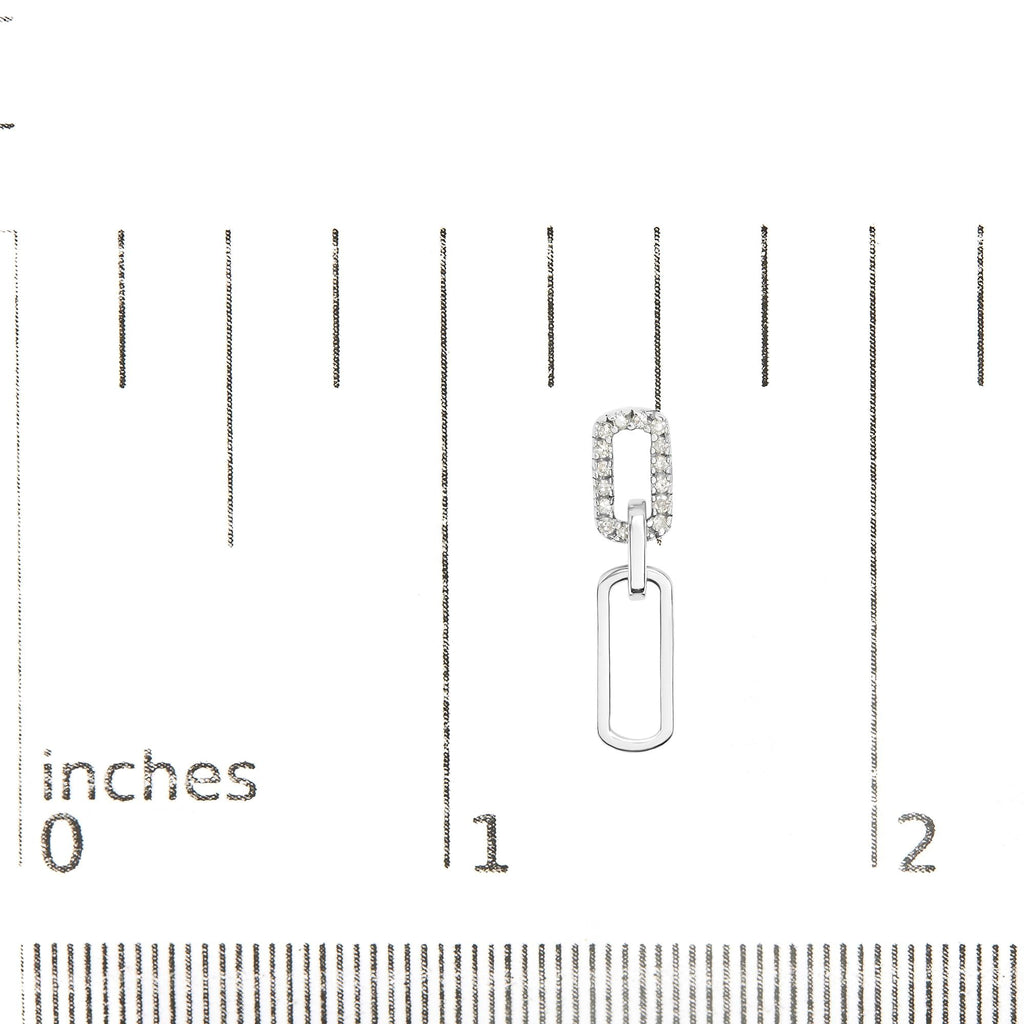 .925 Sterling Silver 1/10 Cttw Diamond Studded Paperclip Drop and Dangle Earrings (I-J Color, I2-I3 Clarity)