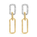 14K Yellow Gold 1/10 Cttw Diamond Studded Paperclip Drop and Dangle Earrings (I-J Color, SI1-SI2 Clarity)