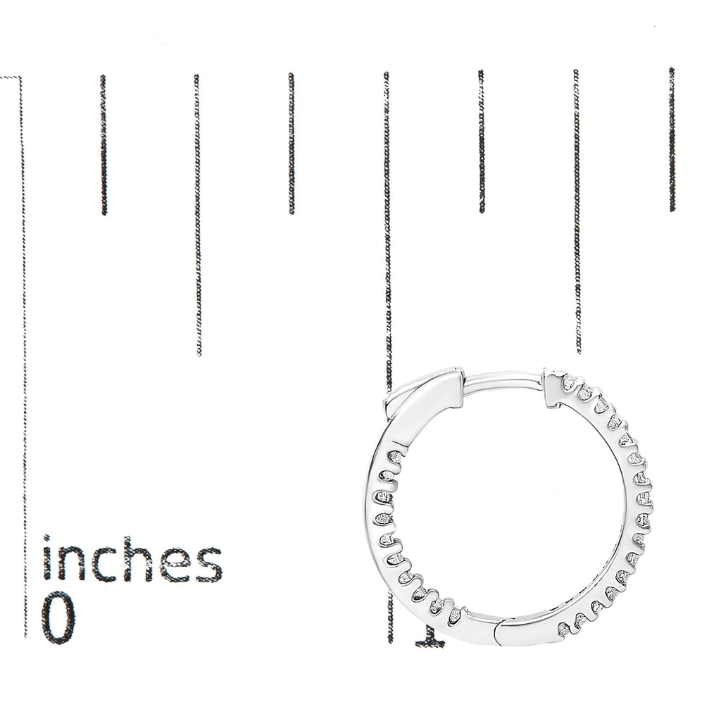 .925 Sterling Silver 1/2 Cttw Princess Diamond Inside Out Hoop Earrings (G-H Color, VS2-SI1 Clarity)