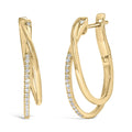 14K Yellow Gold Plated .925 Sterling Silver 1/10 Cttw Diamond Wrapped Hoop Earrings (H-I Color, I1-I2 Clarity)