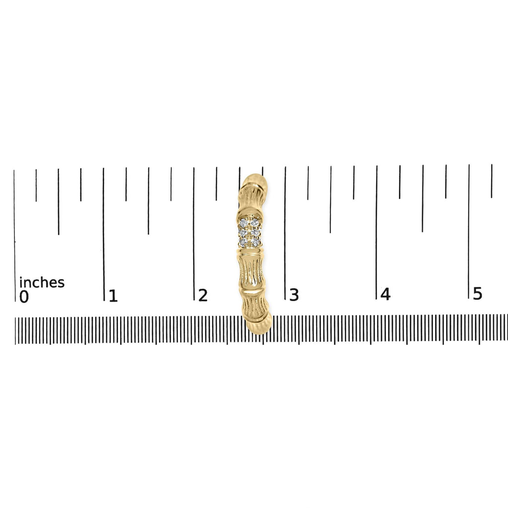14K Yellow Gold Plated .925 Sterling Silver 1/6 Cttw Hammered J Hoop Earrings (H-I Color, I1-I2 Clarity)