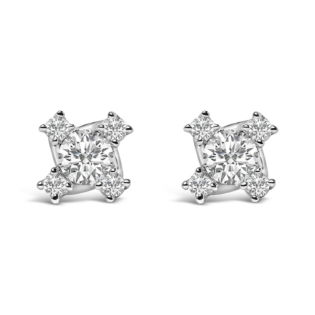 Sterling Silver 1/2 Cttw Lab Grown Diamond Quad Cluster Stud Earrings