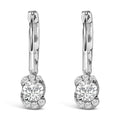 Sterling Silver 5/8 Cttw Lab Grown Diamond Oval Cluster Drop Earrings