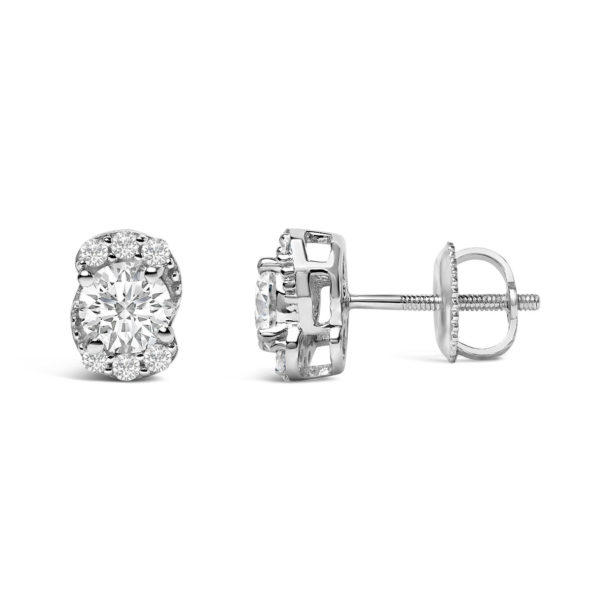 Sterling Silver 5/8 Cttw Lab Grown Diamond Oval Cluster Stud Earrings