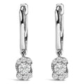 Sterling Silver 1/2 Cttw Lab Grown Diamond Floral Cluster Drop Earrings