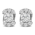Sterling Silver 1/3 Cttw Lab Grown Diamond Halo Swirl Stud Earrings
