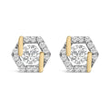 14K Yellow Gold Plated Silver 7/8 Cttw Lab Grown Diamond Hexagon Stud Earrings