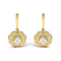 14K Yellow Gold Plated Sterling Silver 5/8 Cttw Lab Grown Diamond Flower Drop Earrings