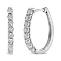 .925 Sterling Silver 1/2 Cttw 7 Stone Diamond Hoop Earrings
