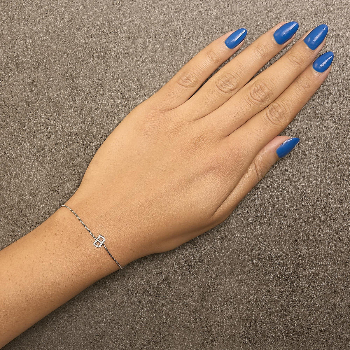 10K White Gold Diamond Accent "A-Z" Initial Charm and Link Bracelet