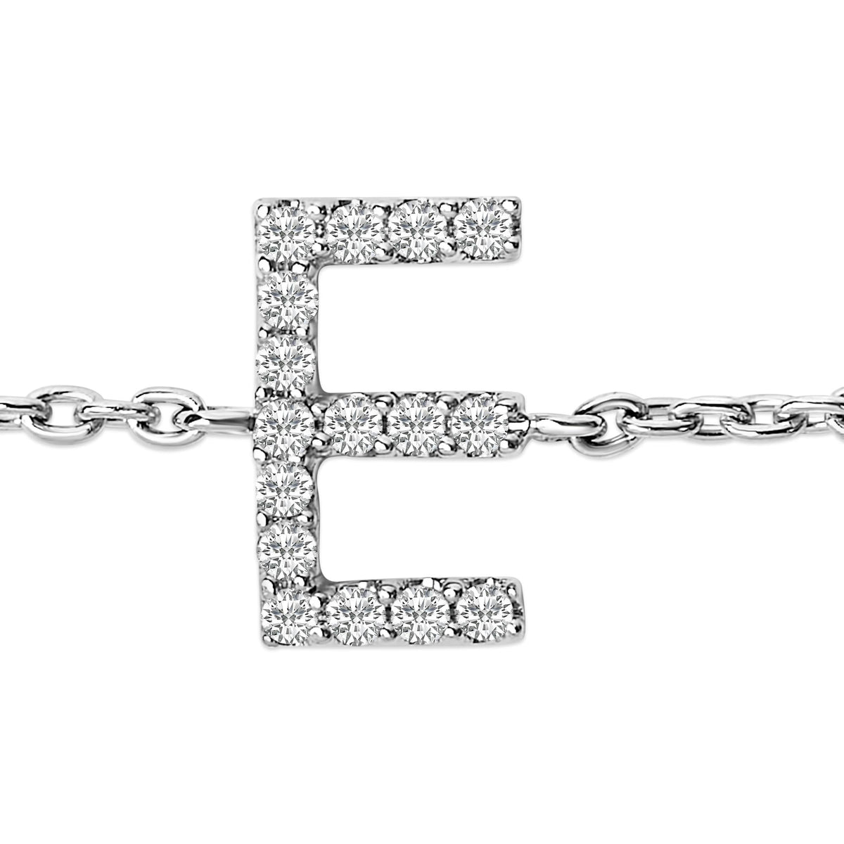 10K White Gold Diamond Accent "A-Z" Initial Charm and Link Bracelet