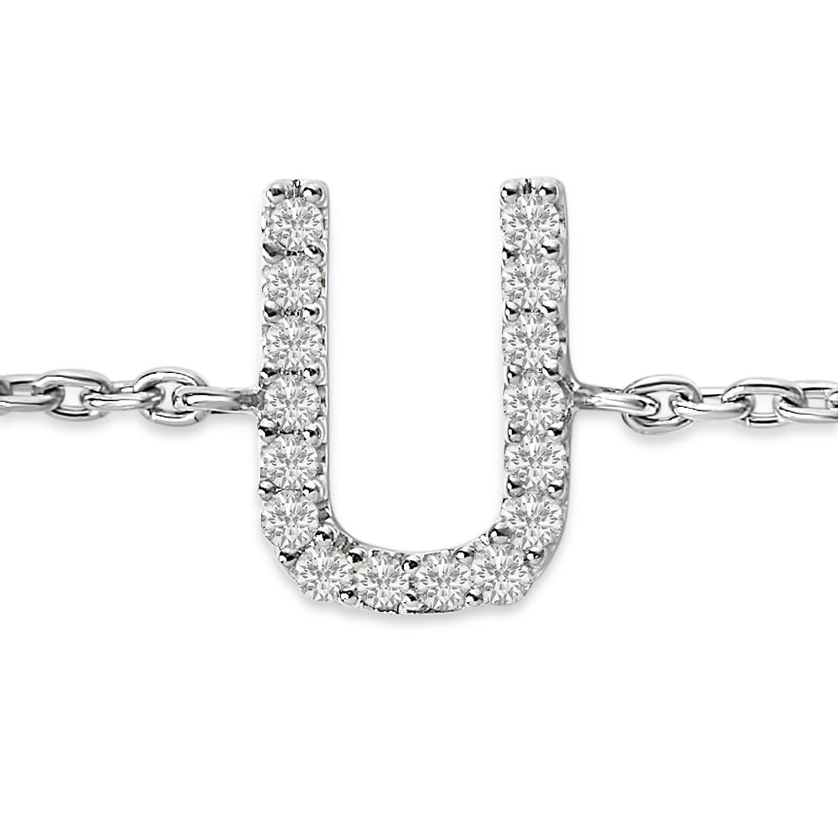 10K White Gold Diamond Accent "A-Z" Initial Charm and Link Bracelet