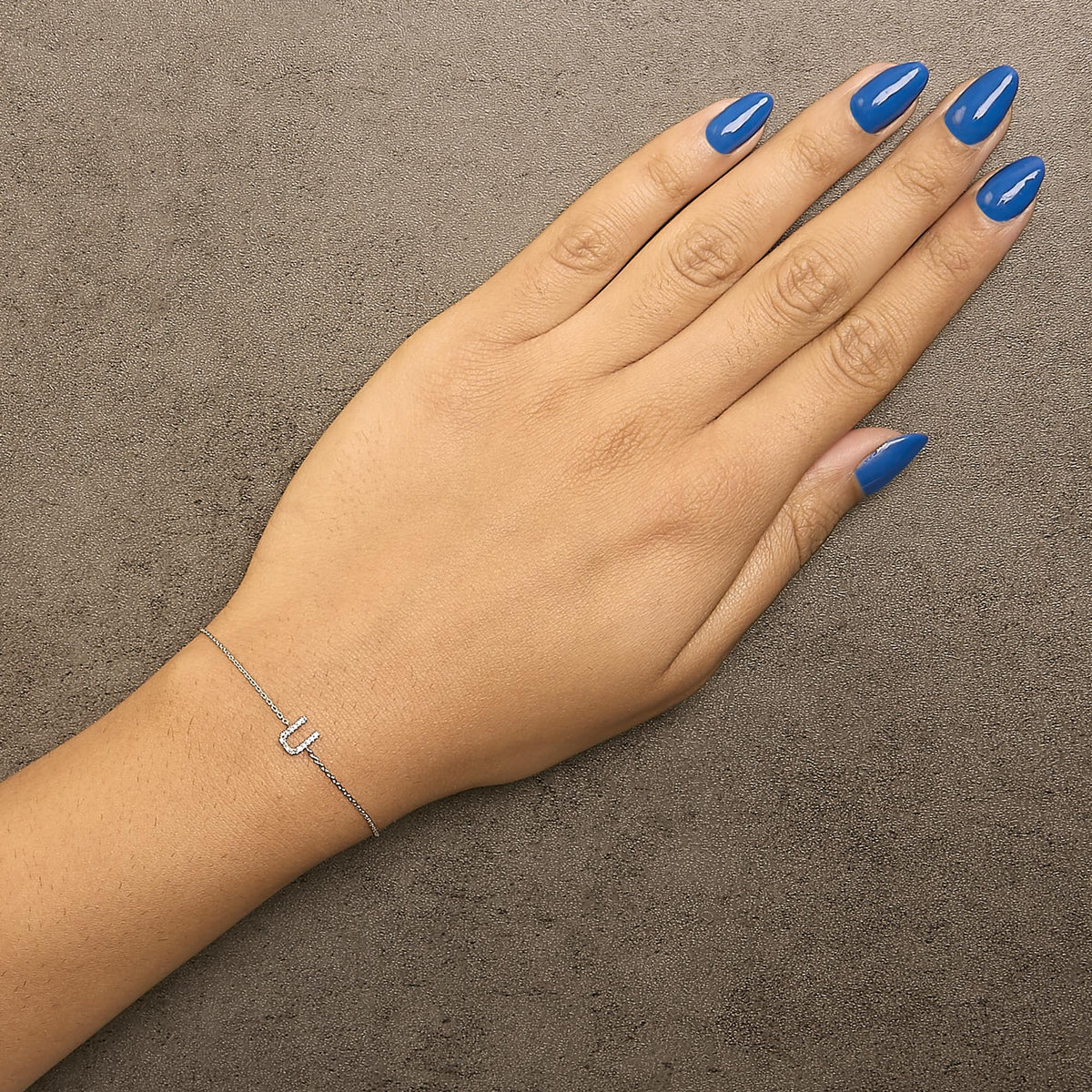 10K White Gold Diamond Accent "A-Z" Initial Charm and Link Bracelet