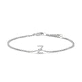 10K White Gold Diamond Accent "A-Z" Initial Charm and Link Bracelet