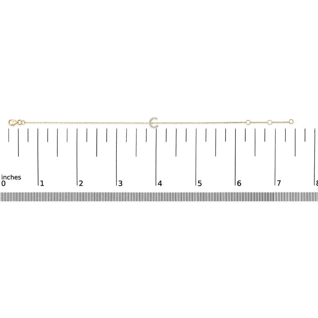 10K Yellow Gold Diamond Accent "A-Z" Initial Charm and Link Bracelet