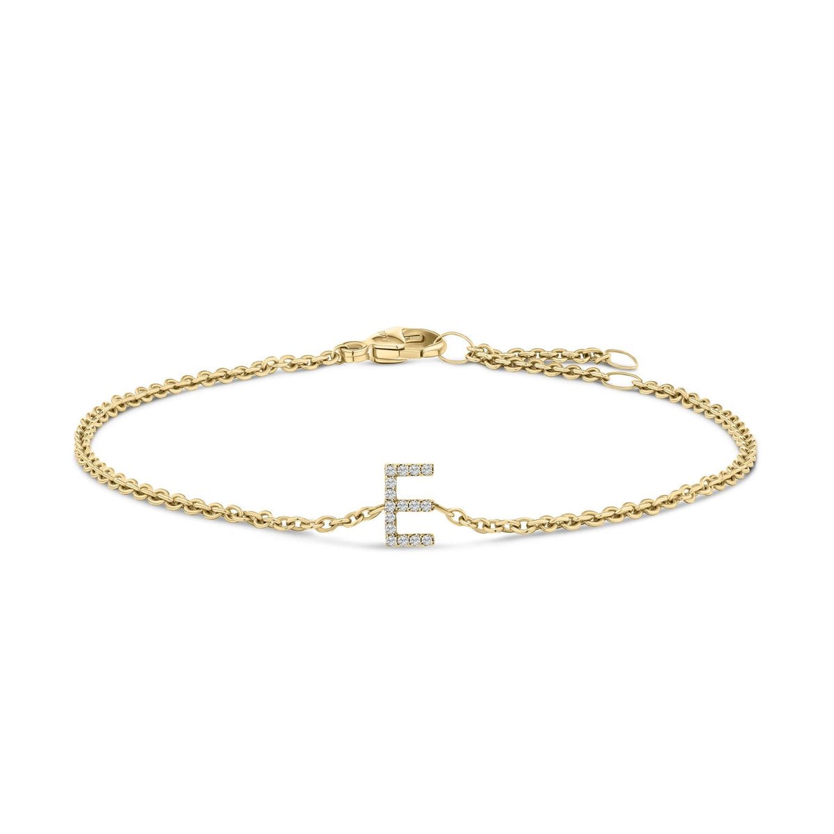 10K Yellow Gold Diamond Accent "A-Z" Initial Charm and Link Bracelet