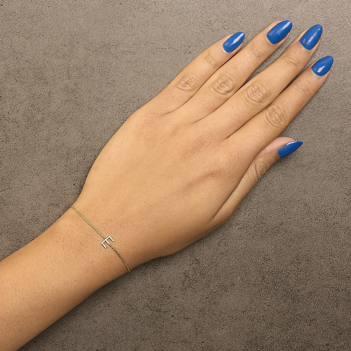 10K Yellow Gold Diamond Accent "A-Z" Initial Charm and Link Bracelet